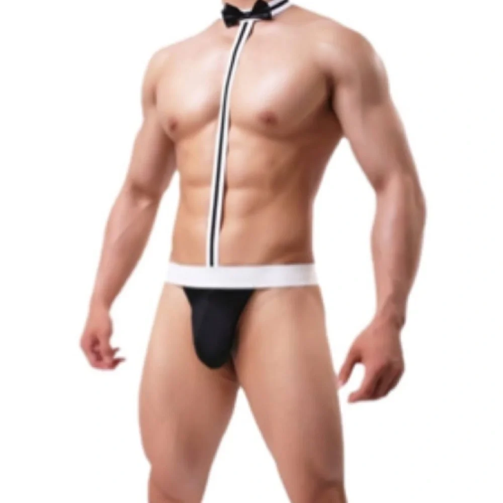 Men's Black Sling Briefs with bow tie